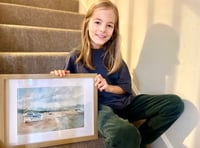 Wellington artist Kevin Kovacs, 8, prepares for his first exhibition